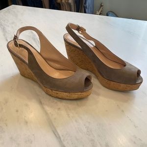 Suede Open-Toe Wedges